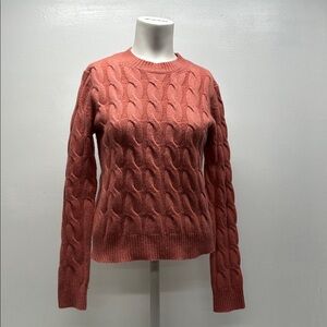 Max Mara Cashmere Sweater Cable Knit Pullover Long Sleeve Top Pink Size Small *